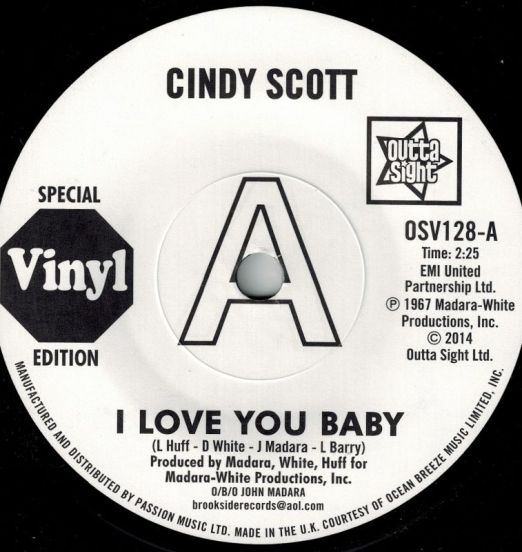Cindy Scott - I Love You Baby b/w In Your Spare Time 7"