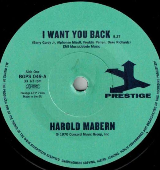 Harold Mabern - I Want You Back b/w Funk Inc. - Sister Janie - BGP 7"