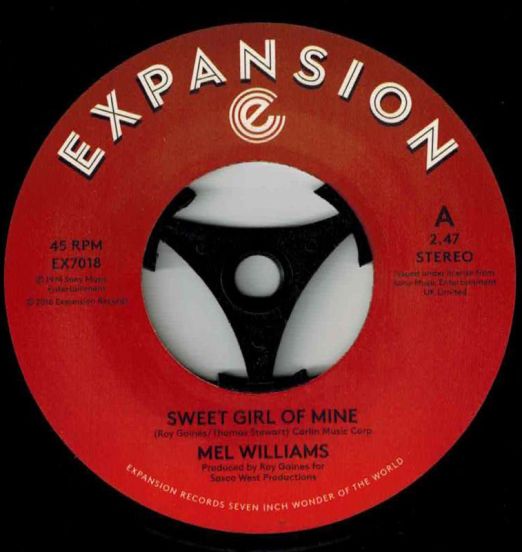 Mel Williams - Sweet Girl Of Mine b/w Turn Me On - Expansion 7"