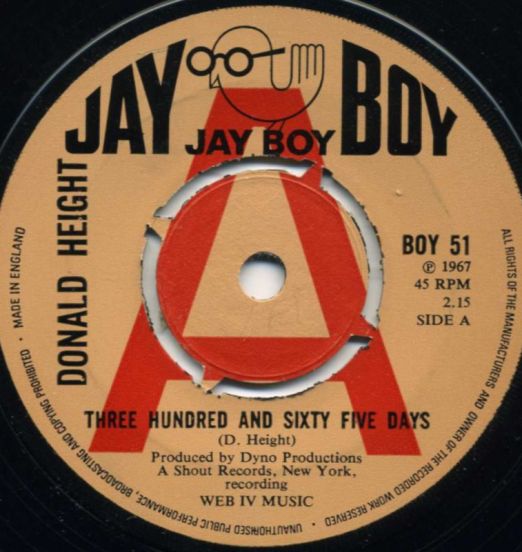 Donald Height - 365 Days b/w I'm Willing To Wait - Jay Boy 7"