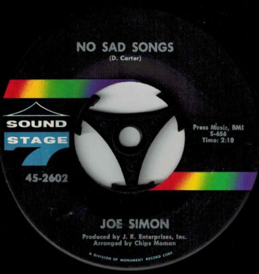 Joe Simon - No Sad Songs b/w Come On And Get It - Sound Stage 7 7"