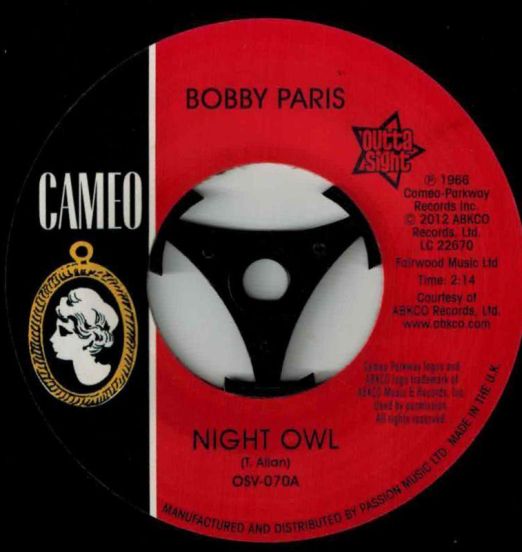 Bobby Paris - Night Owl b/w Tears On My Pillow - Outta Sight 7"