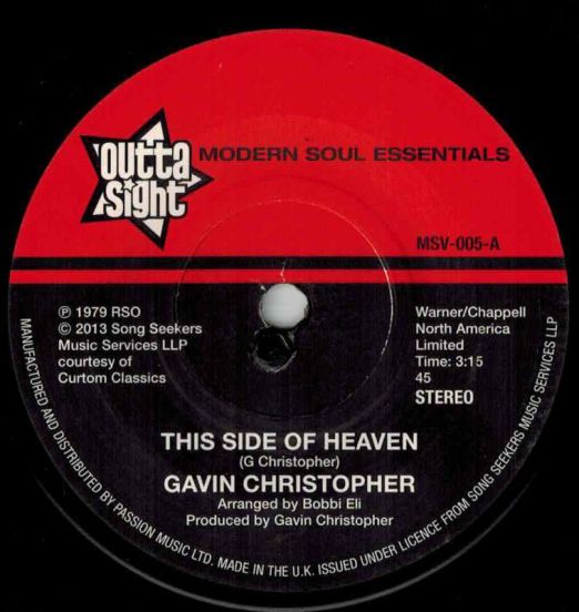 Gavin Christopher - This Side Of Heaven b/w We'll Always Be Together - Outta Sight 7"