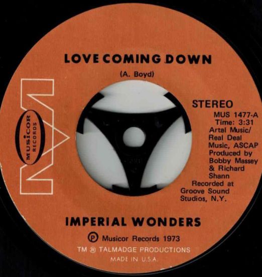 Imperial Wonders - Love Coming Down b/w My Baby (Just Told me She Loves Me) - Musicor 7"