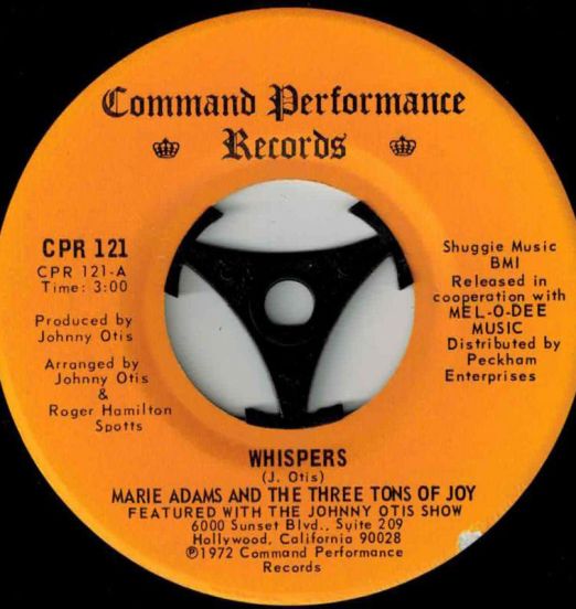 Marie Adams & The Three Tons Of Joy - Whispers b/w Get On Up And Do It, Baby (Try It, You'll Like It) - Command Performance 7"