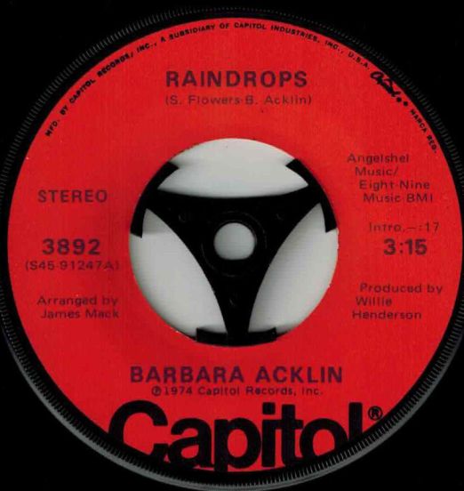 Barbara Acklin - Raindrops b/w Here You Come Again - Capitol 7"