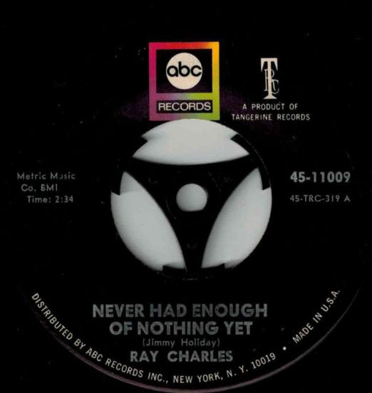 Ray Charles - Never Had Enough Of Nothing Yet b/w Yesterday - ABC-Paramount 7"