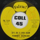 Tommy Duncan – Let’s Try It Over Again b/w	Dance, Dance, Dance – Falew! 7″