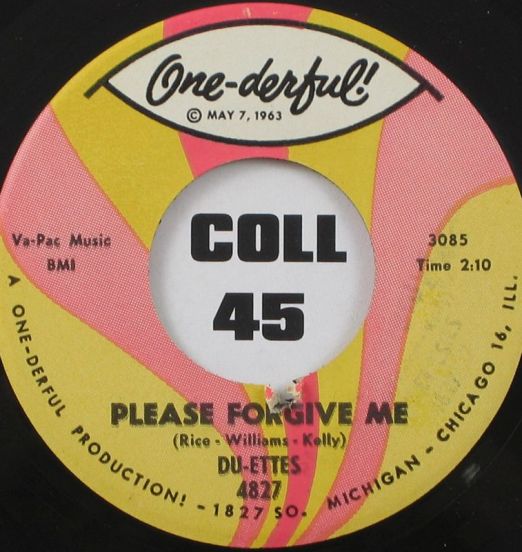 Du-Ettes - Please Forgive Me b/w Lonely Days - One-Derful 7"