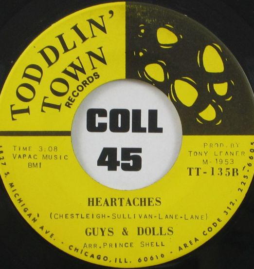 Guys & Dolls - Heartaches b/w Your Misusing Me - Toddlin' Town 7"