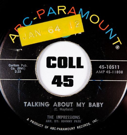 The Impressions - Talking About My Baby b/w Never Too Much Love - Abc 7"
