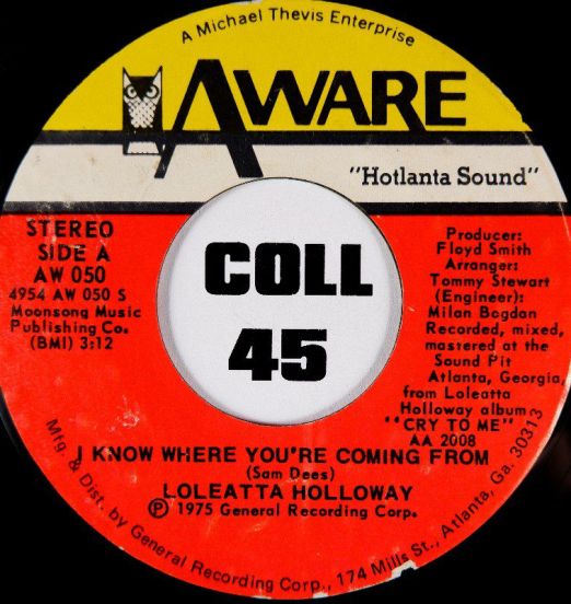 Loleatta Holloway - I Know Where You're Coming From b/w The Show Must Go On - Aware 7"