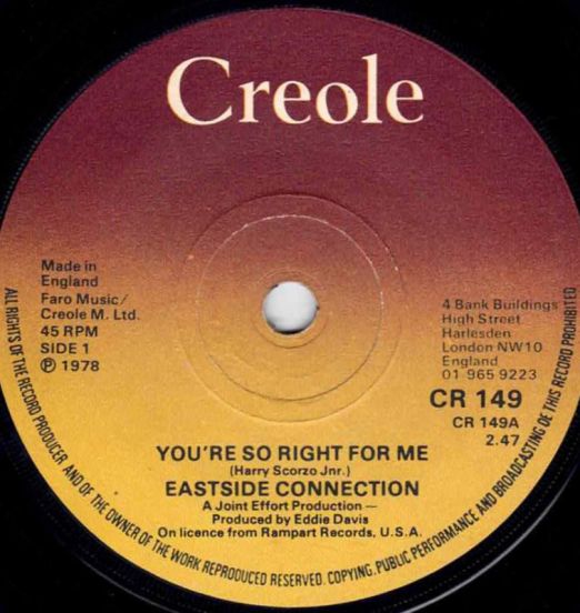 Eastside Connection - You're So Right For Me b/w Over Please - Creole 7"
