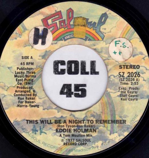 Eddie Holman This Will Be A Night To Remember b/w Time Will Tell - Salsoul 7"