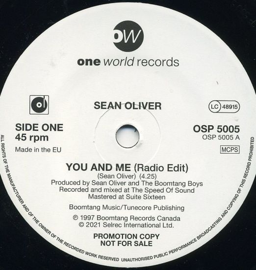 Sean Oliver - You And Me (Radio Edit) b/w  Magic - One World DJ 7"