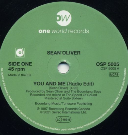 Sean Oliver - You And Me (Radio Edit) b/w  Magic - One World 7"