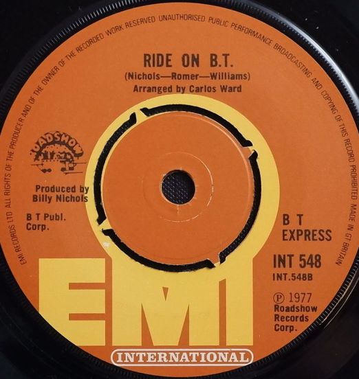 B.T. Express - Shout It Out b/w Ride On B.T - Emi International 7"