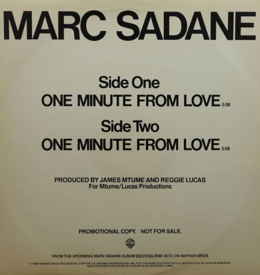 Marc Sadane – One Minute From Love - Warner Bros DJ 12"+PS