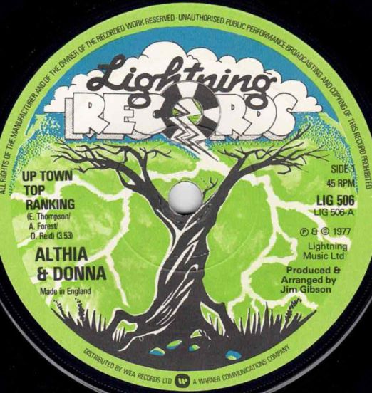 Althia & Donna - Up Town Top Ranking b/w Mighty Two - Lightning 7"