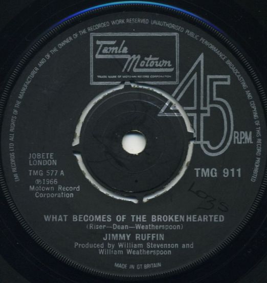 Jimmy Ruffin - What Becomes Of The Broken Hearted b/w Don't You Miss Me A Little Bit Baby - Tamla Motown UK 7"
