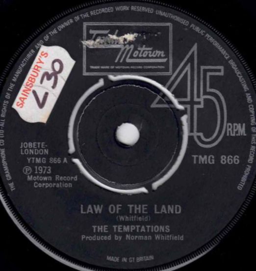 The Temptations - Law Of The Land b/w Funky Music Sho Nuff Turns Me On - Tamla Motown 7"