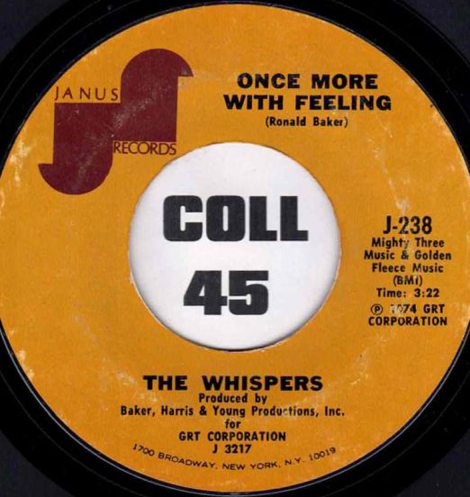 The Whispers - Once More With Feeling b/w Bingo - Janus 7"
