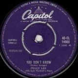 Peggy Lee – Fever b/w You Don’t Know – Capitol UK 7″