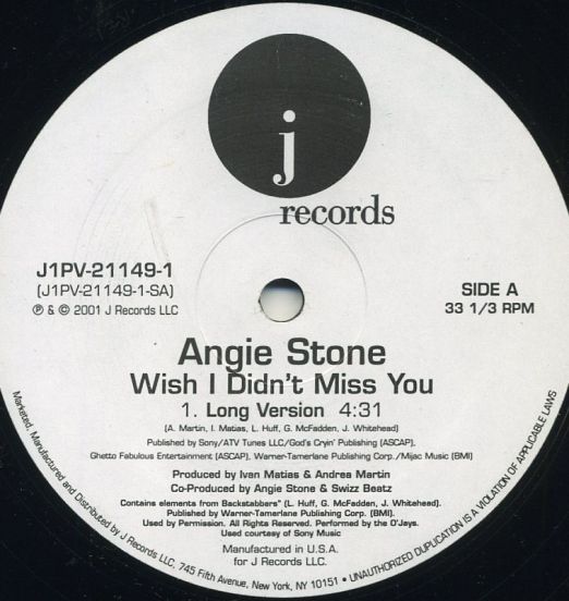 Angie Stone - Wish I Didn't Miss You - J DJ 12"
