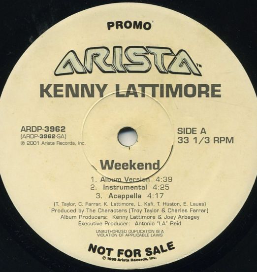 Kenny Lattimore ‎– Weekend - Arista DJ 12"