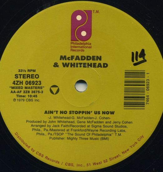 McFadden & Whitehead - Ain't No Stoppin Us Now b/w The Jones Girls - You Gonna Make Me Love Somebody Else - PIR 12"