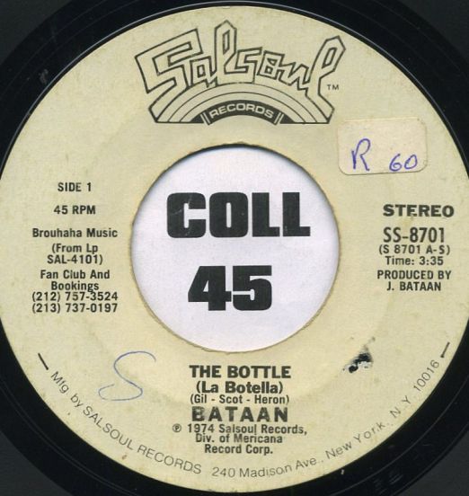 Bataan - The Bottle (La Botella) b/w When You're Down (Funky Mambo) - Epic DJ 7"
