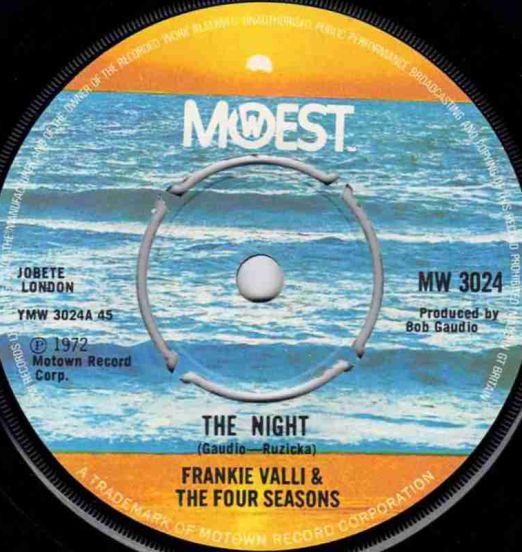 Frankie Valli & The Four Seasons - The Night b/w When The Morning Comes - Mowest UK 7"