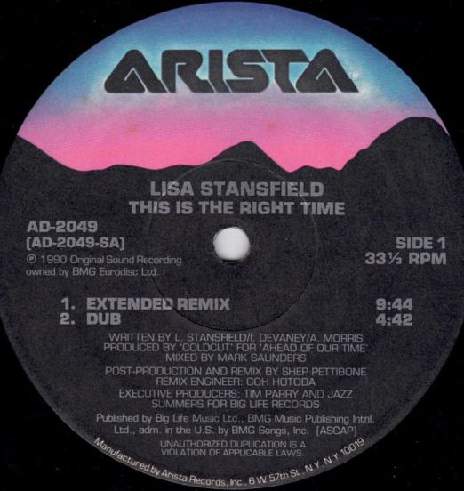 Lisa Stansfield - This Is The Right Time - Arista US 12"