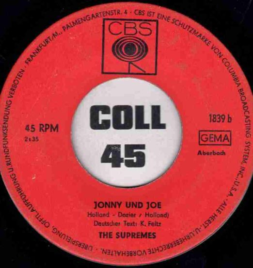 The Supremes - Johnny Und Joe b/w Thank You Darling - Cbs GER 7"