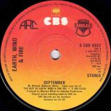 Earth, Wind & Fire – September b/w Can’t Hide Love – Cbs UK 7″