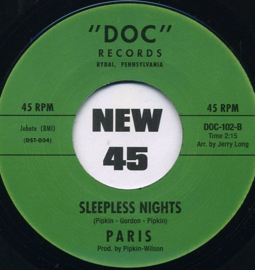 Paris - Sleepless Nights b/w Sandy Wynns - Touch Of Venus - Doc CN 7"
