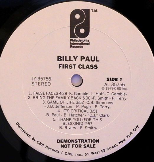 BillyPaul-FirstClassLABEL