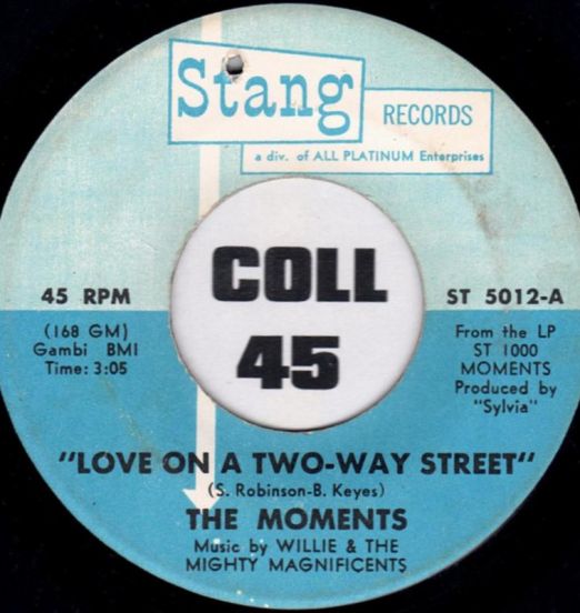 The Moments - Love On A Two-Way Street b/w I Won't Do Anything - Stang 7"