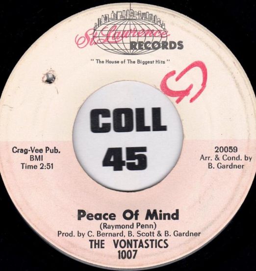 The Vontastics - Peace Of Mind b/w No Love For Me - St. Lawrence 7"