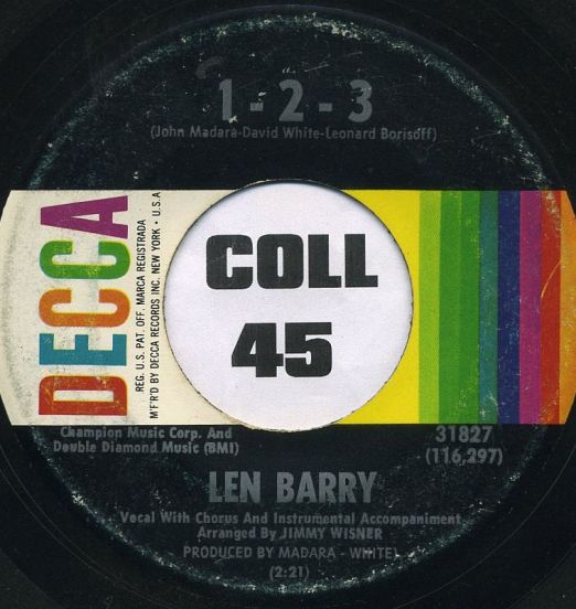 Len Barry - 1-2-3 b/w Bullseye - Decca 7"