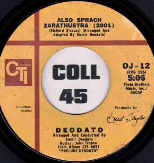 Deodato - Also Sprach Zarathustra (2001) b/w Spirit Of Summer - CTI 7"