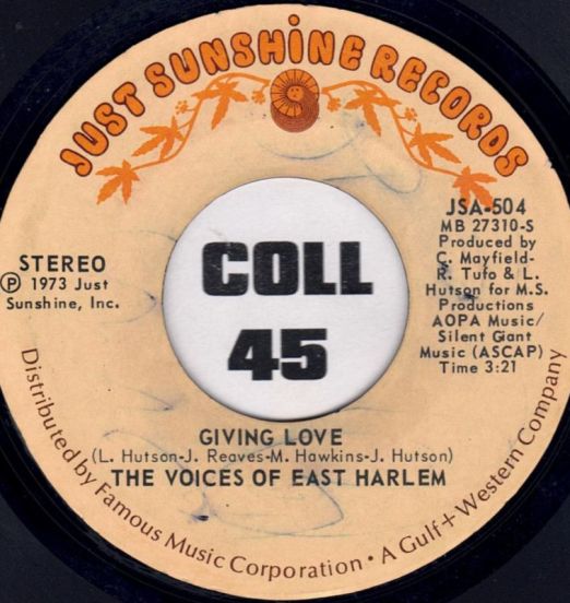 The Voices Of East Harlem - Giving Love b/w New Vibrations - Just Sunshine 7"