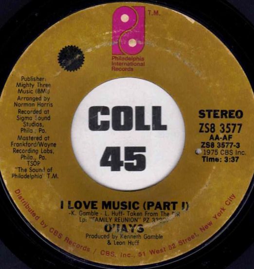 O'Jays - I Love Music (Part I) b/w Part II -PIR 7"