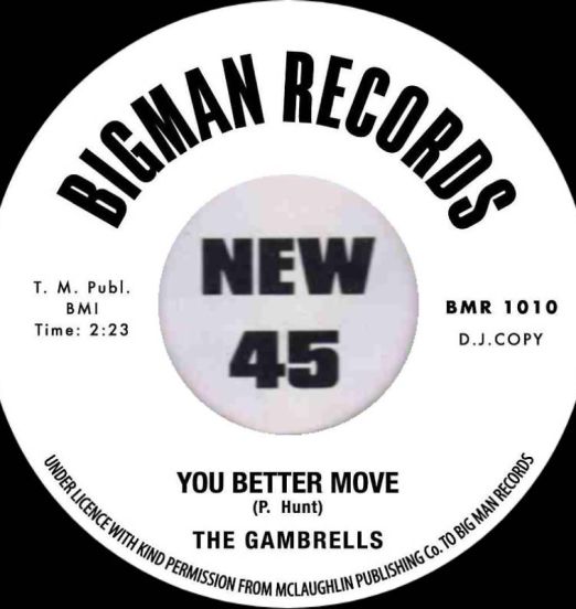 *PREORDER* The Gambrells - You Better Move b/w Pain In My Heart - Big Man UK DJ 7"