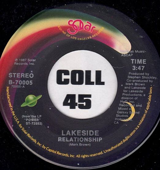 Lakeside - Relationship b/w Homewrecker - Solar 7"