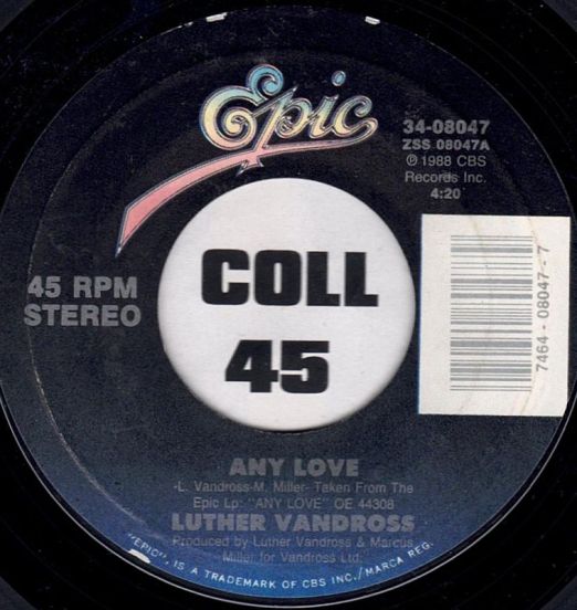Luther Vandross - Any Love b/w Instrumental - Epic 7"