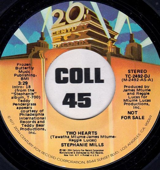 Stephanie Mills - Two Hearts STEREO b/w MONO - 20th Century DJ 7"