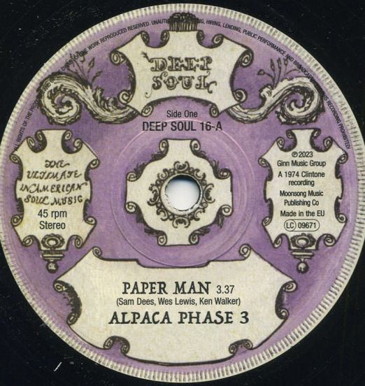 Alpaca Phase 3 - Paper Man b/w Sam Dees - False Alarms - Kent UK 7"