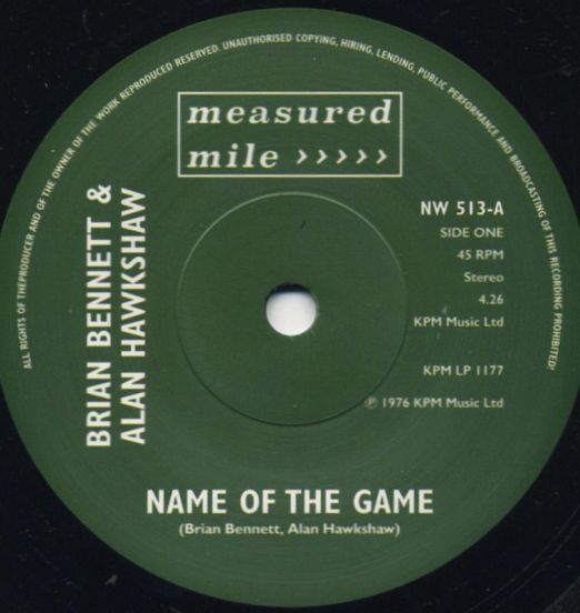 Brian Bennett & Alan Hawkshaw - Name Of The Game b/w Dave Richmond - Confunktion - Measured Mile UK 7"