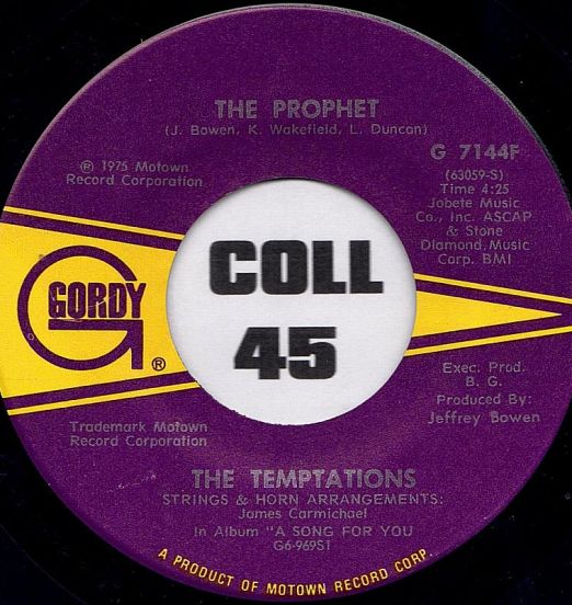 The Temptations - The Prophet b/w Glasshouse - Gordy 7"